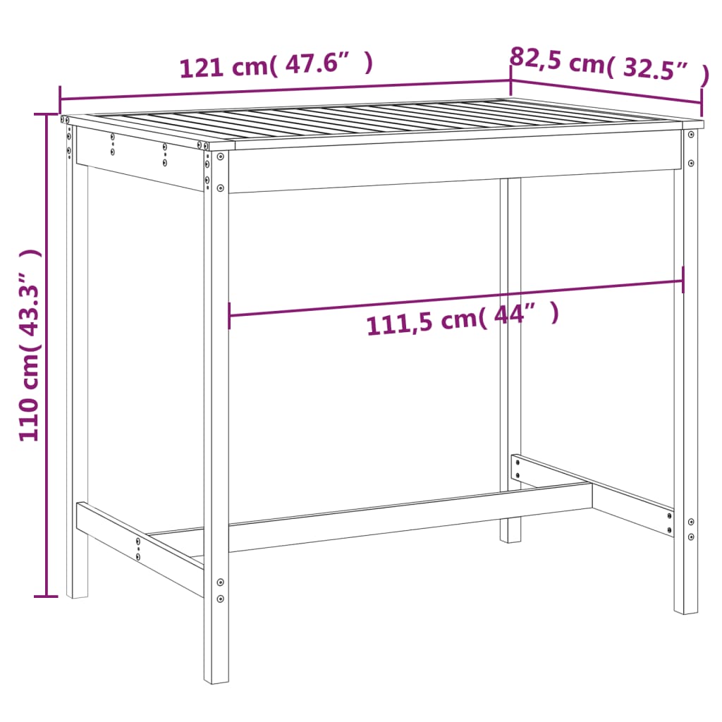 Vrtni stol 121 x 82,5 x 110 cm od masivne duglazije