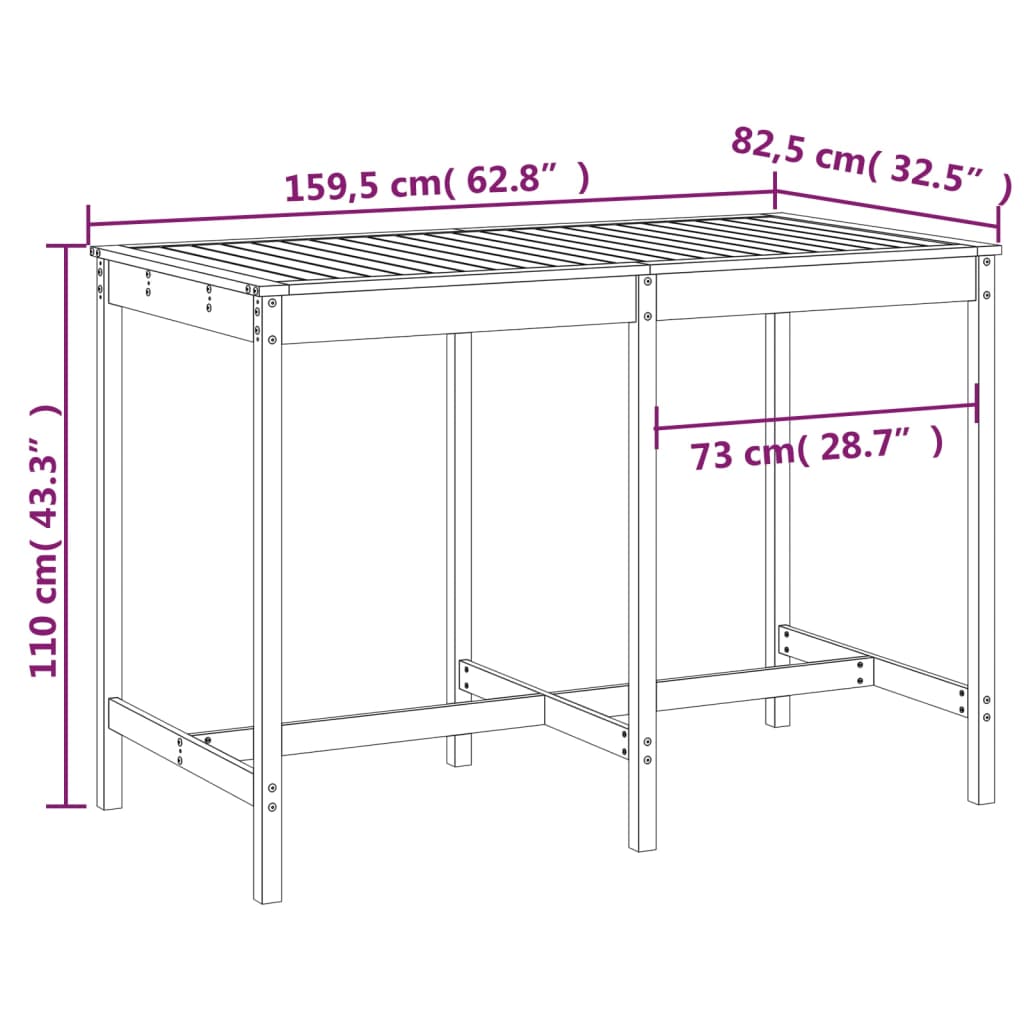 Vrtni stol 159,5 x 82,5 x 110 cm od masivnog drva duglazije