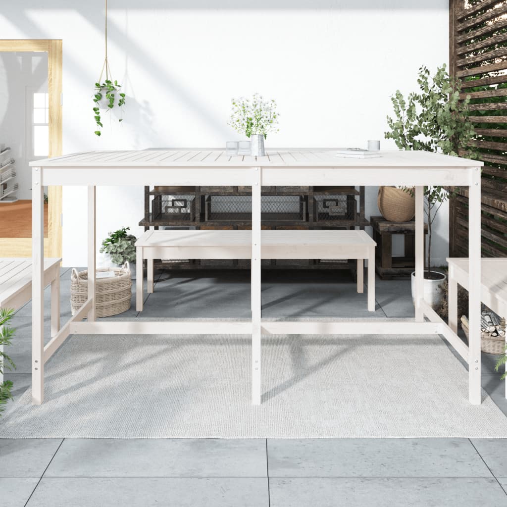 Vrtni stol bijeli 203,5 x 90 x 110 cm od masivne borovine