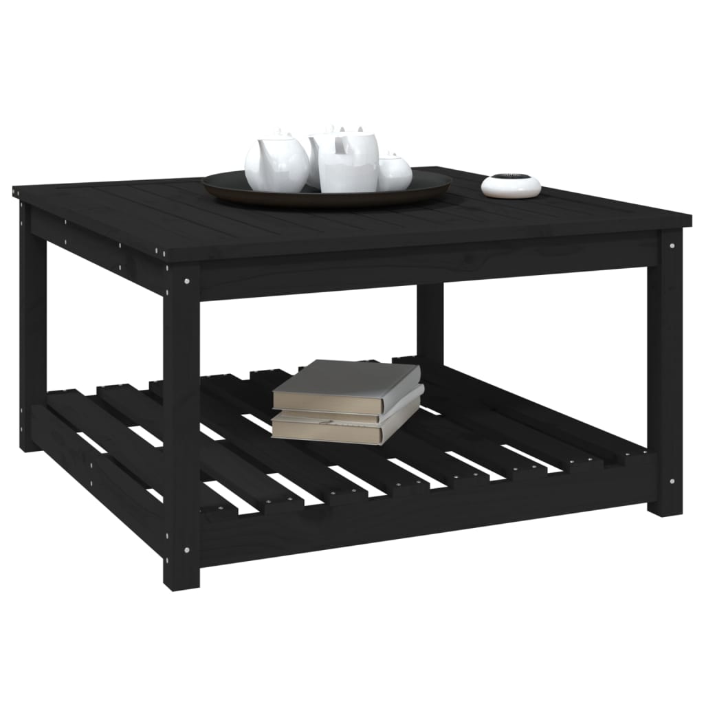 Vrtni stol crni 82,5 x 82,5 x 45 cm od masivne borovine