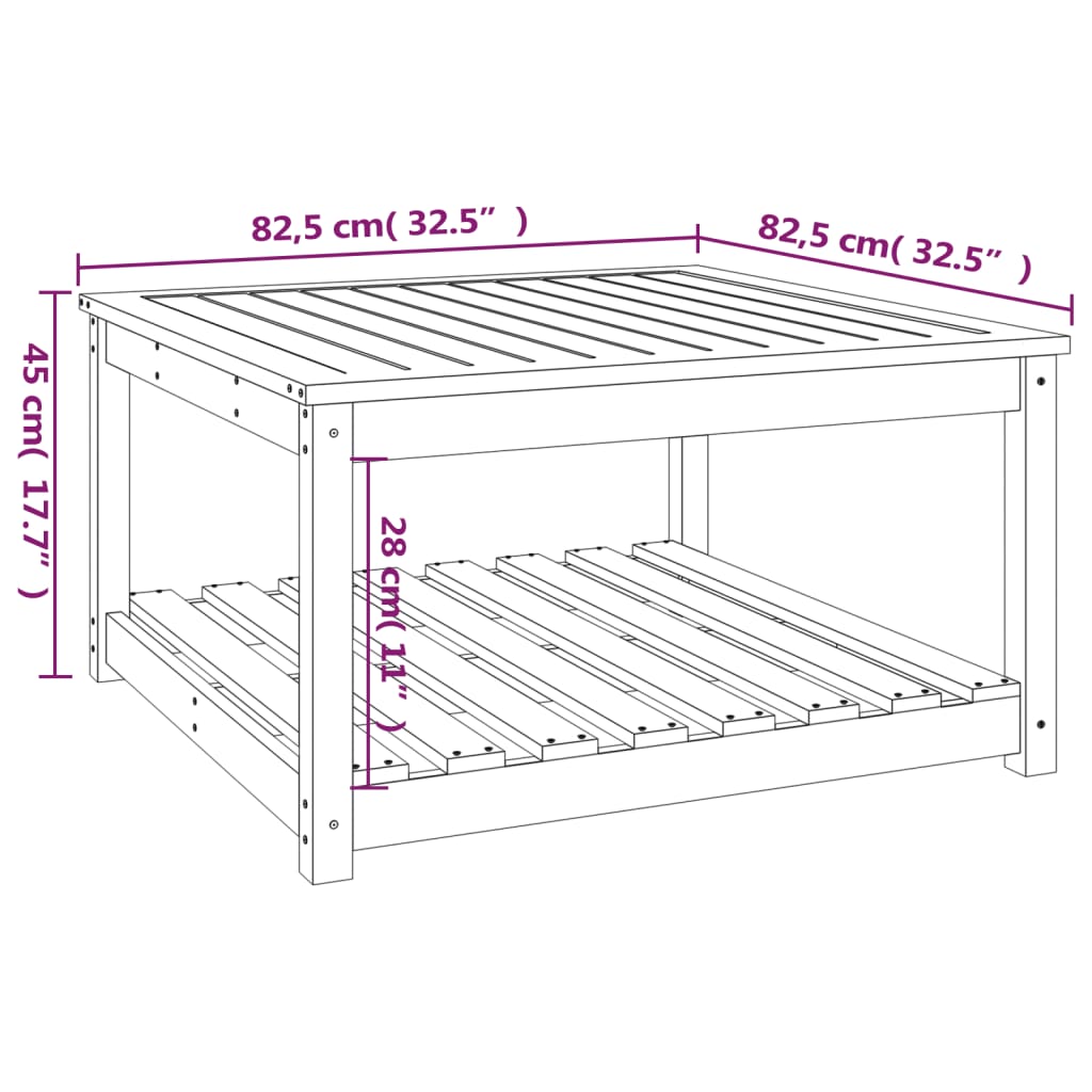 Vrtni stol crni 82,5 x 82,5 x 45 cm od masivne borovine