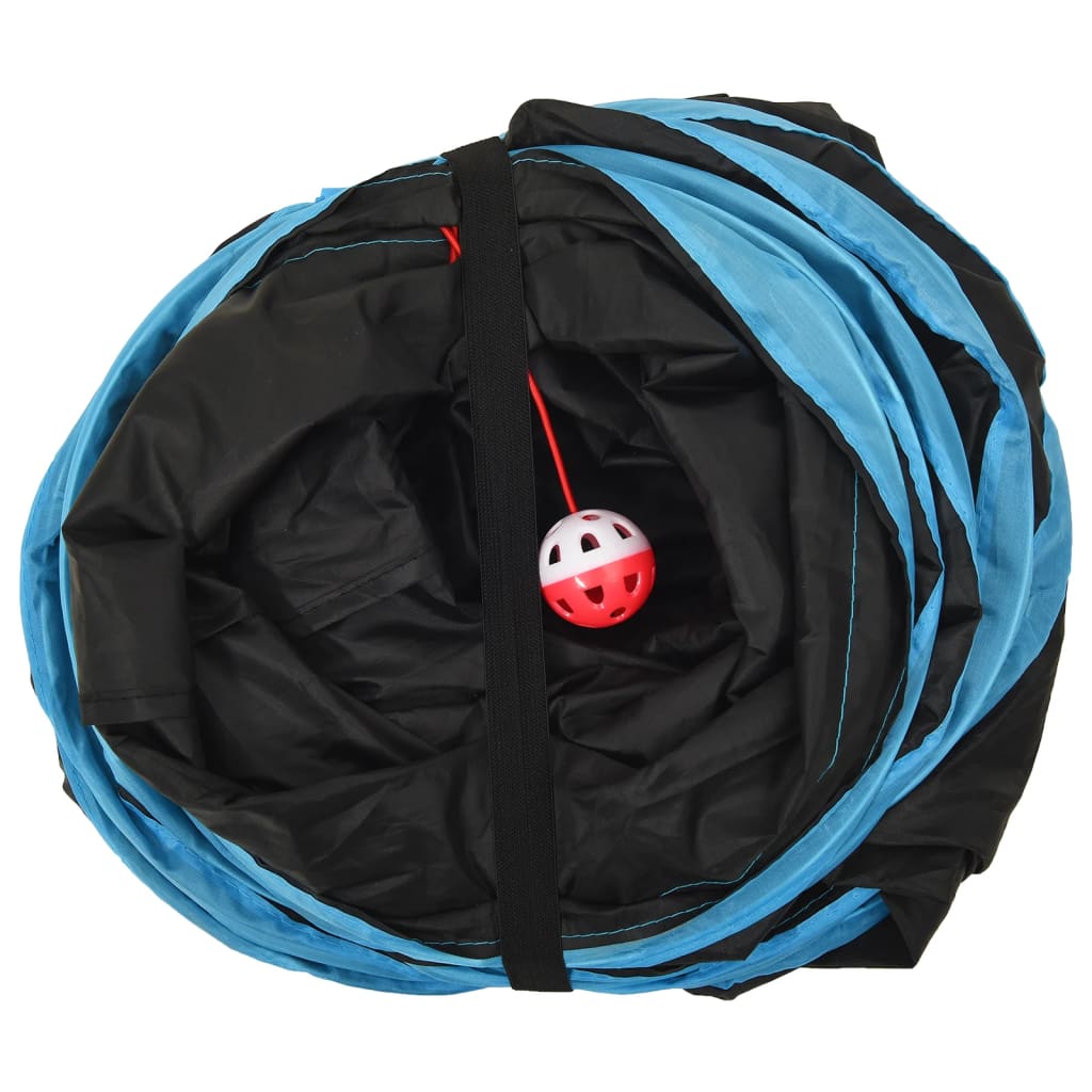 Mačji tunel 4-smjerni crno-plavi 25 cm poliester