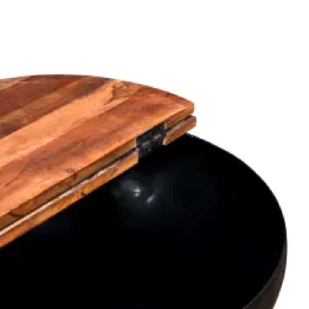 Stolić za kavu crni 50 x 27 cm od masivnog obnovljenog drva