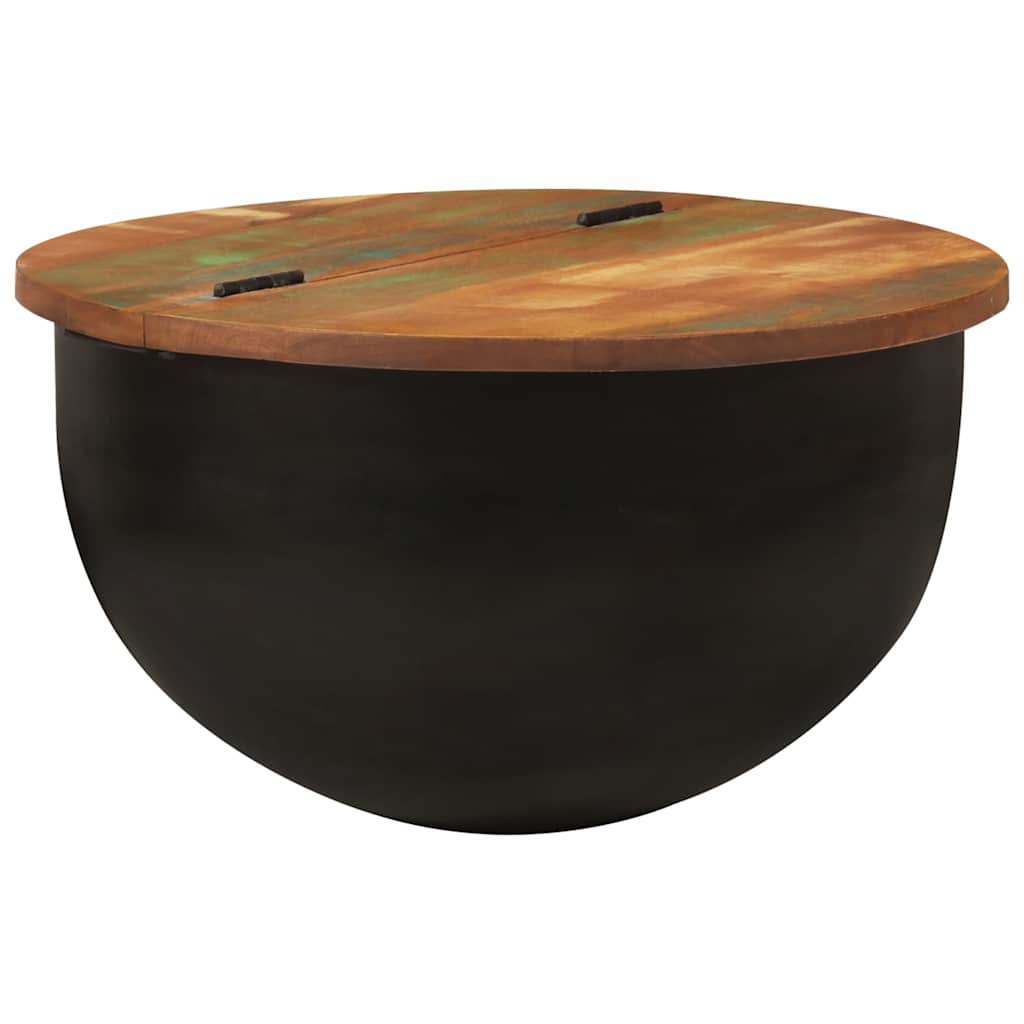 Stolić za kavu crni 50 x 27 cm od masivnog obnovljenog drva