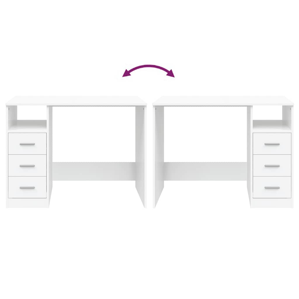 Radni stol s ladicama bijeli 102 x 50 x 76 cm konstruirano drvo