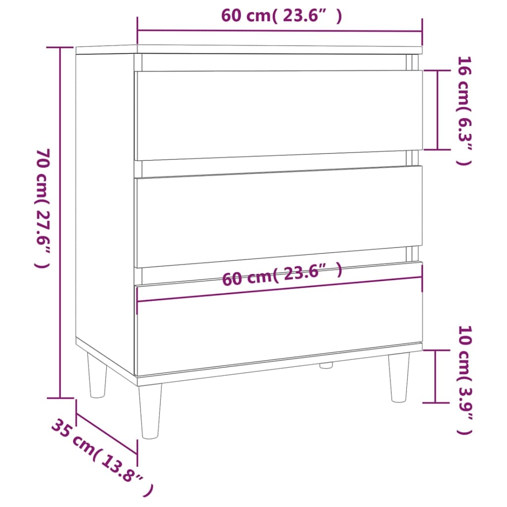 Komoda sivog hrasta sonome 60x35x70 cm od konstruiranog drva