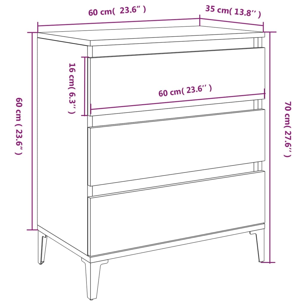 Komoda boja hrasta sonome 60 x 35 x 70 cm od konstruiranog drva
