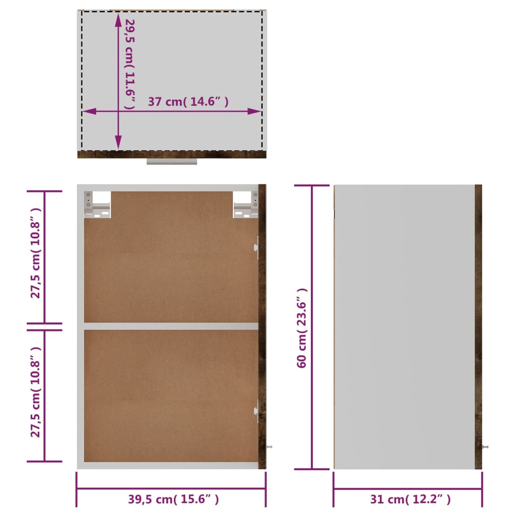Viseći ormarić "Lyon" sivi sonoma 39,5x31x60 cm inženjerski drvo