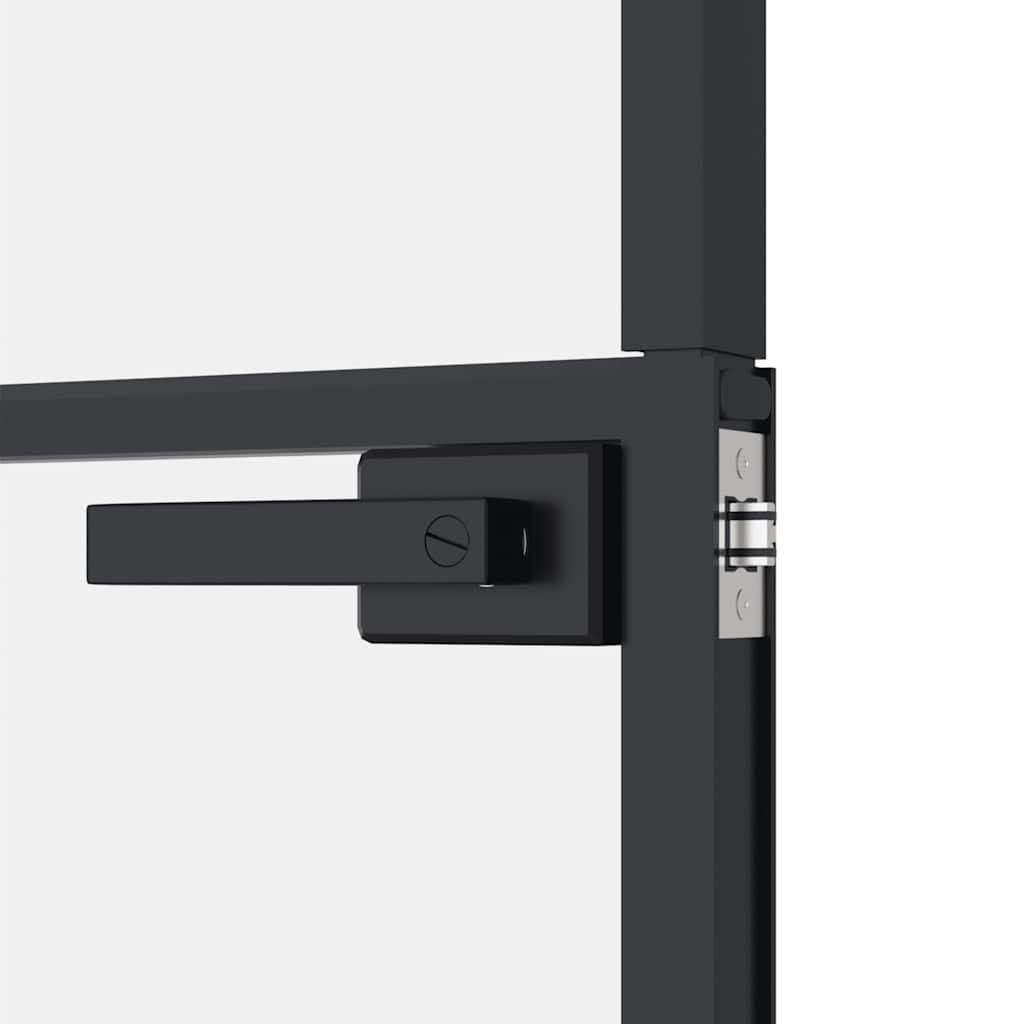 Sobna vrata crna 102 x 201,5 cm kaljeno staklo i aluminij tanka