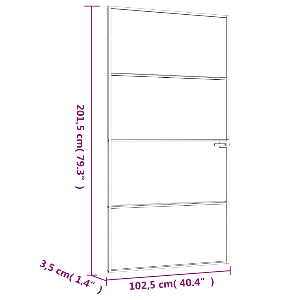 Sobna vrata crna 102 x 201,5 cm kaljeno staklo i aluminij tanka