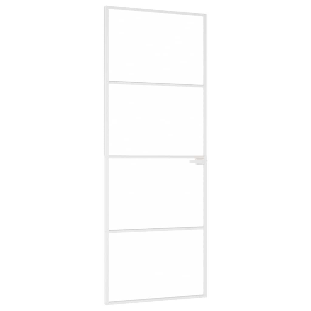 Sobna vrata bijela 76x201,5 cm kaljeno staklo i aluminij tanka