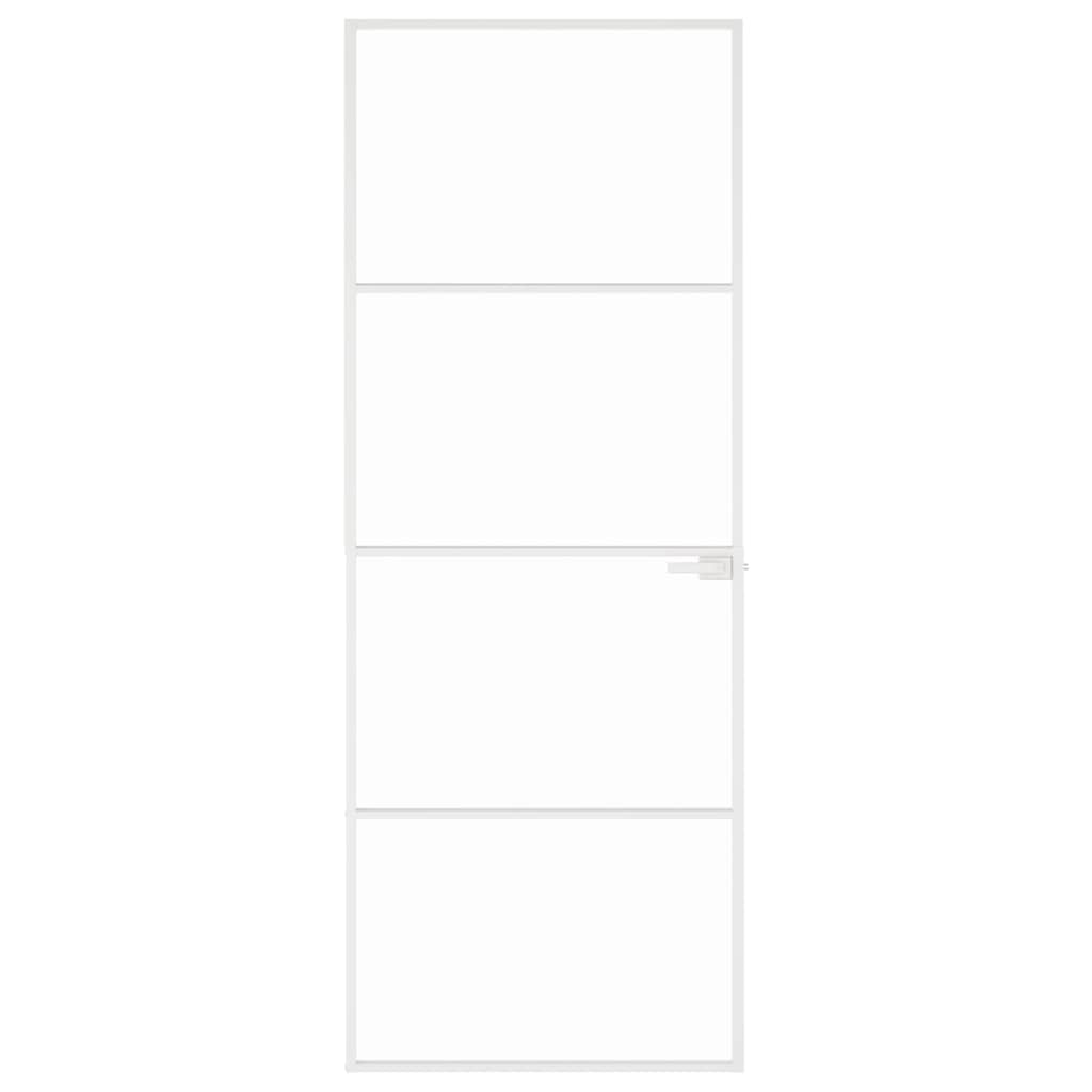 Sobna vrata bijela 76x201,5 cm kaljeno staklo i aluminij tanka