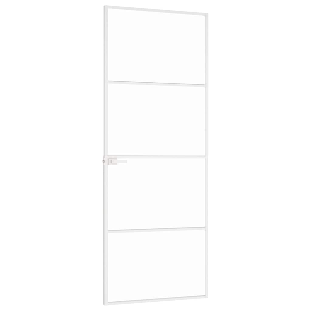 Sobna vrata bijela 76x201,5 cm kaljeno staklo i aluminij tanka