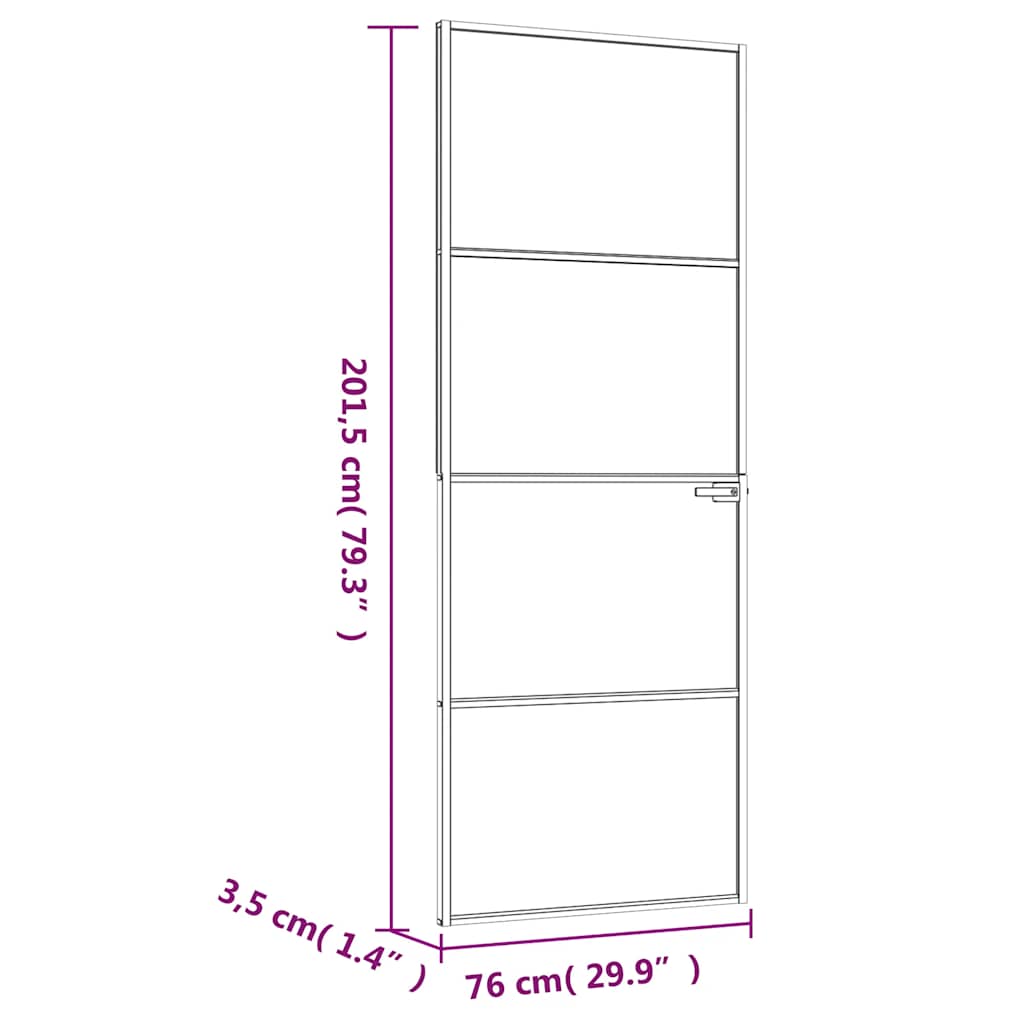 Sobna vrata bijela 76x201,5 cm kaljeno staklo i aluminij tanka