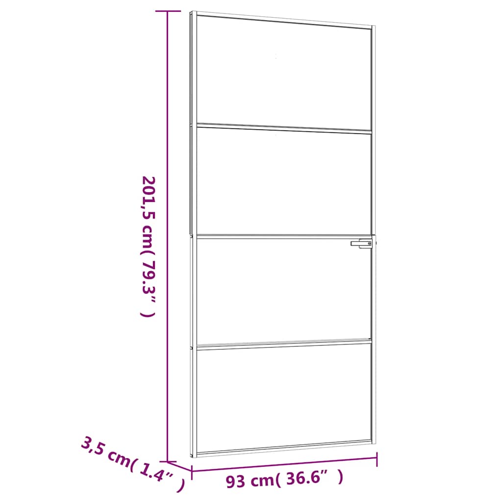 Sobna vrata bijela 93x201,5 cm kaljeno staklo i aluminij tanka