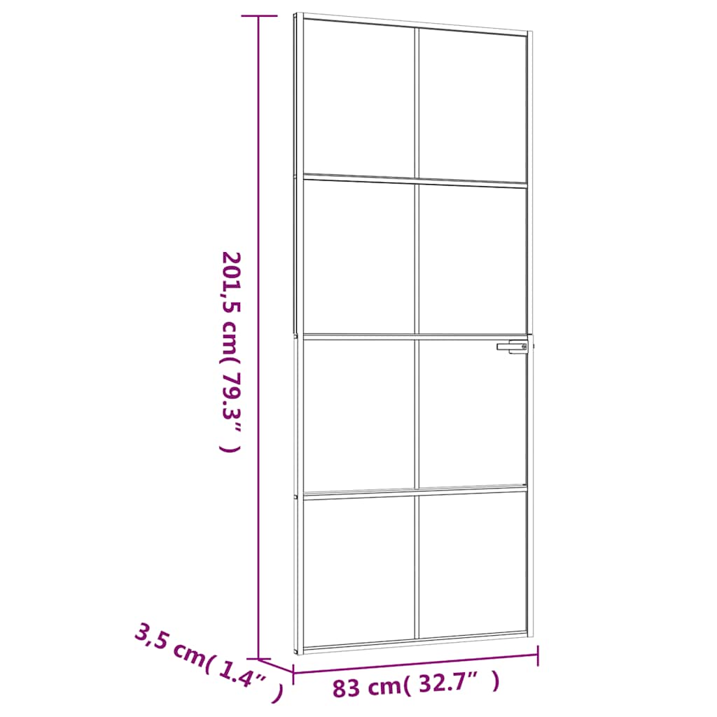 Sobna vrata bijela 83x201,5 cm kaljeno staklo i aluminij tanka