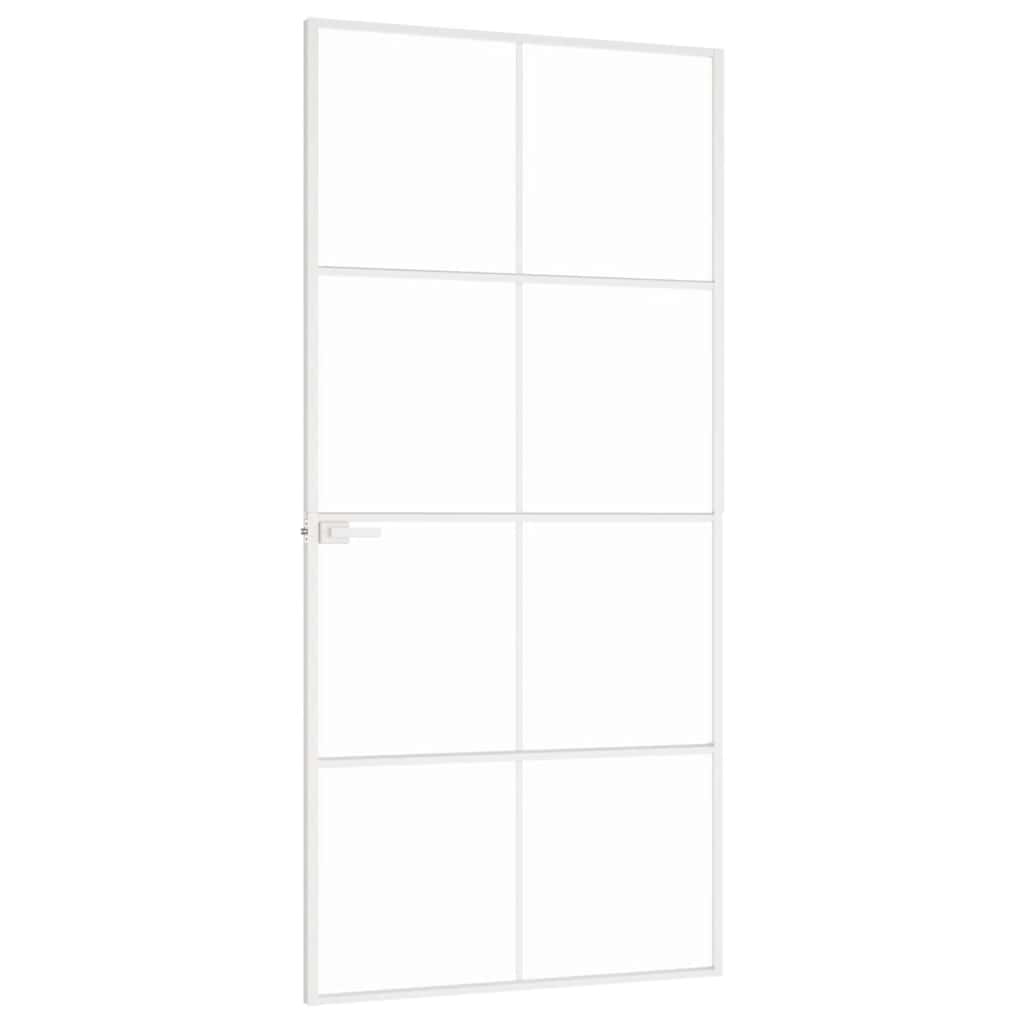 Sobna vrata bijela 93x201,5 cm kaljeno staklo i aluminij tanka