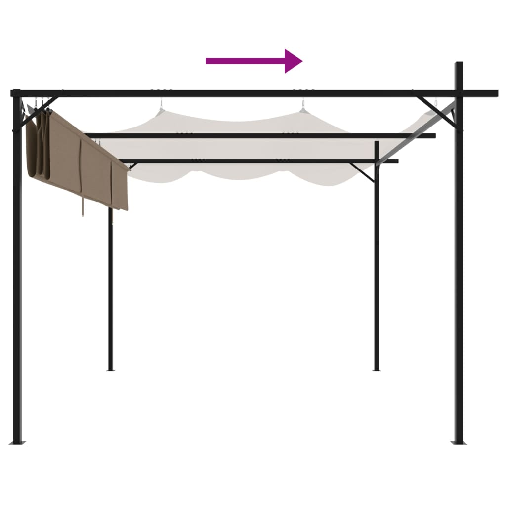 Pergola s pomičnim krovom smeđesiva 295 x 292 x 230 cm