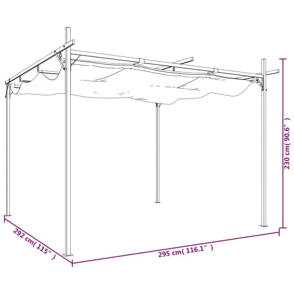 Pergola s pomičnim krovom smeđesiva 295 x 292 x 230 cm