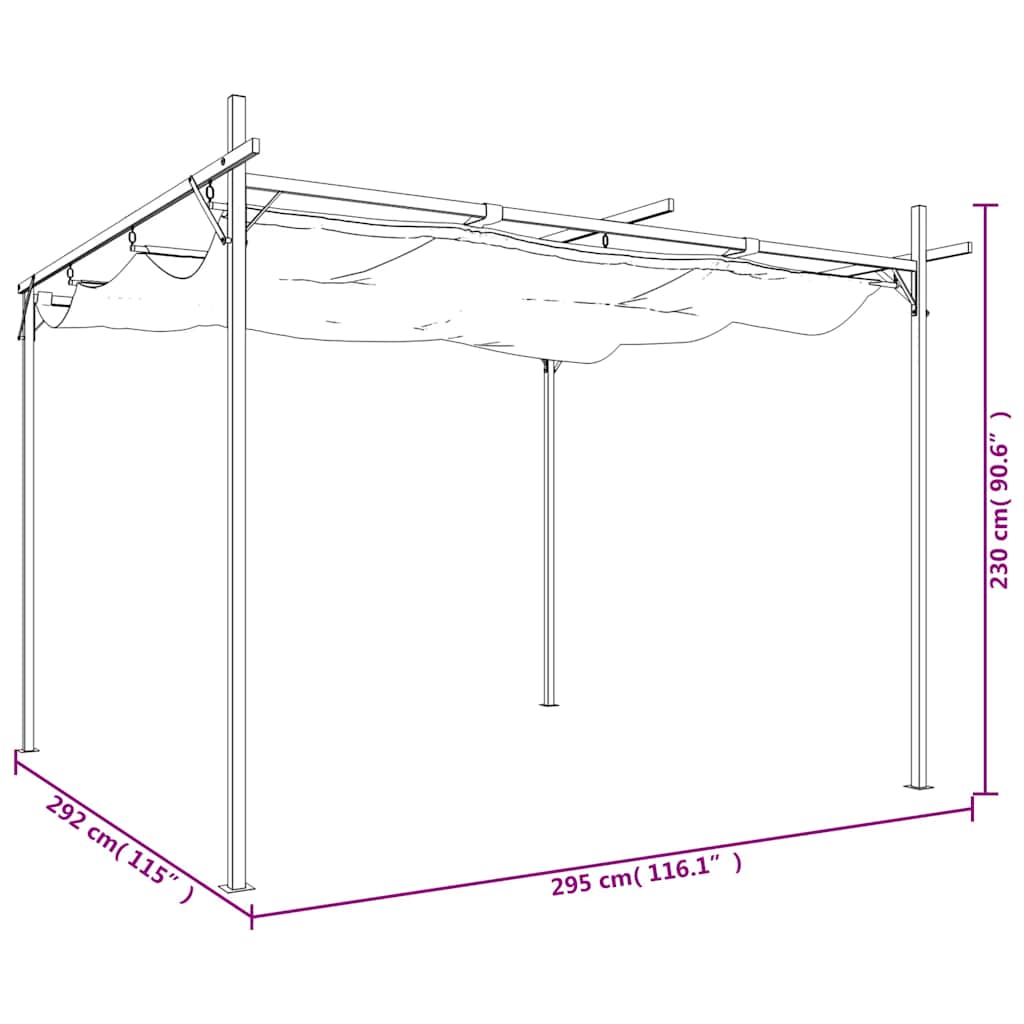 Pergola s pomičnim krovom antracit 295 x 292 x 230 cm