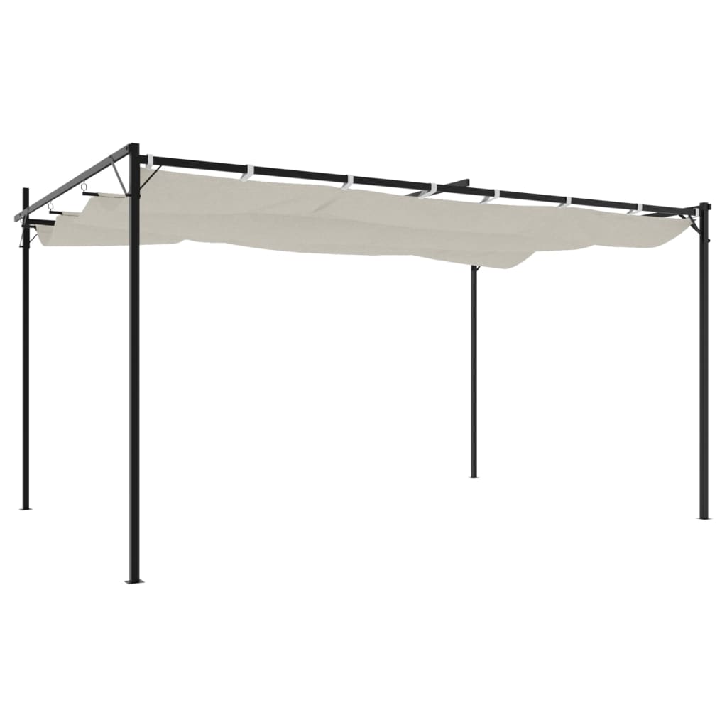 Pergola s pomičnim krovom krem 395 x 292 x 230 cm