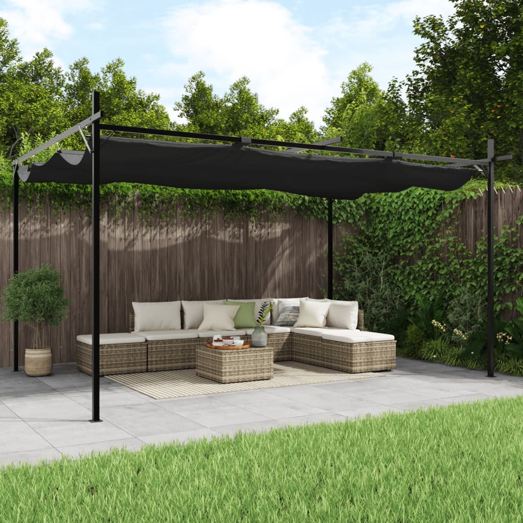Pergola s pomičnim krovom antracit 395x292x230 cm