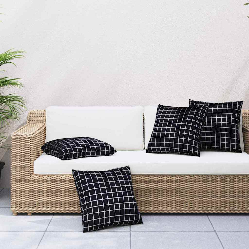 Jastučići za raspršenje Kockasto 4 pcs Crna Karirana 50 x 50 cm