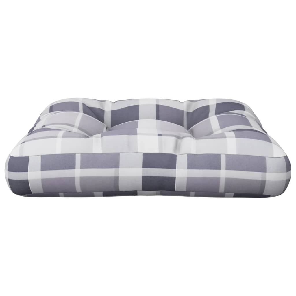 Jastuk za palete sivi karirani 50 x 50 x 12 cm od tkanine