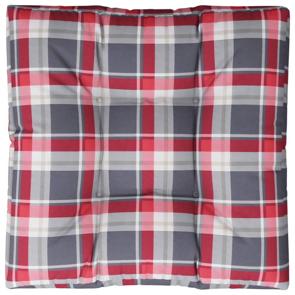 Jastuk za palete crveni karirani 70 x 70 x 12 cm od tkanine