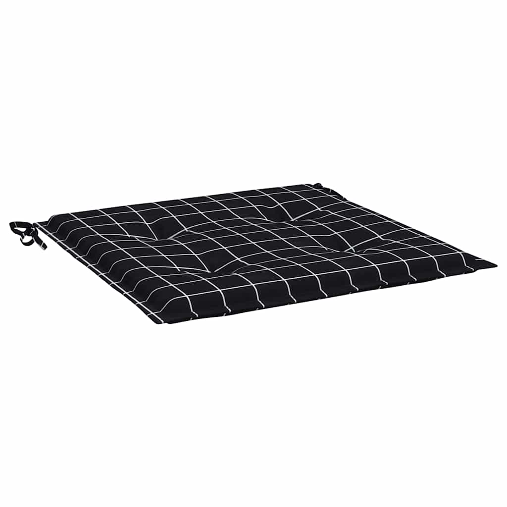 Jastuci za vrtne stolice 2 kom crni karirani 40x40x4 cm tkanina