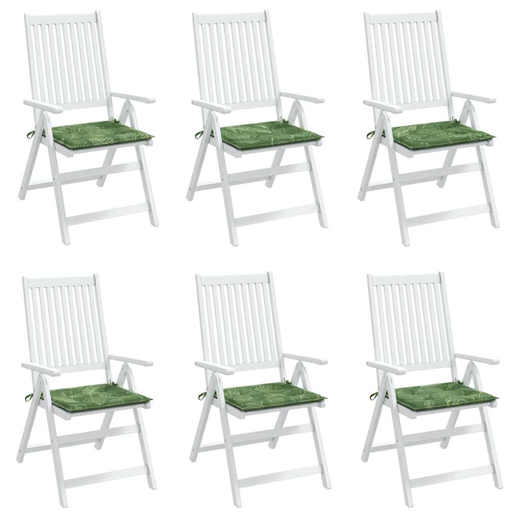 Jastuci za stolice 6 kom s uzorkom lišća 40x40x4 cm od tkanine
