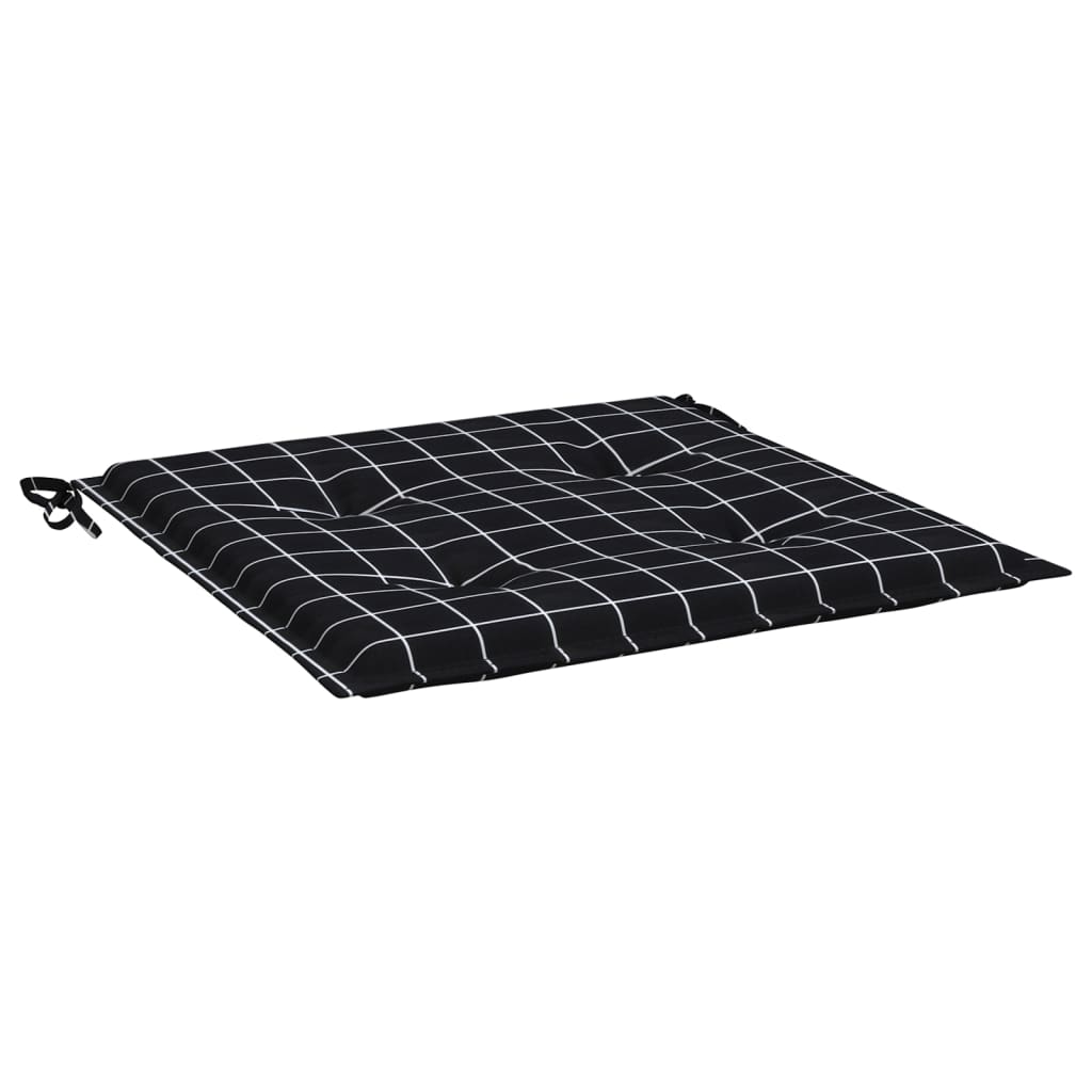Jastuci za vrtne stolice 4 kom crni karirani 50x50x4 cm tkanina