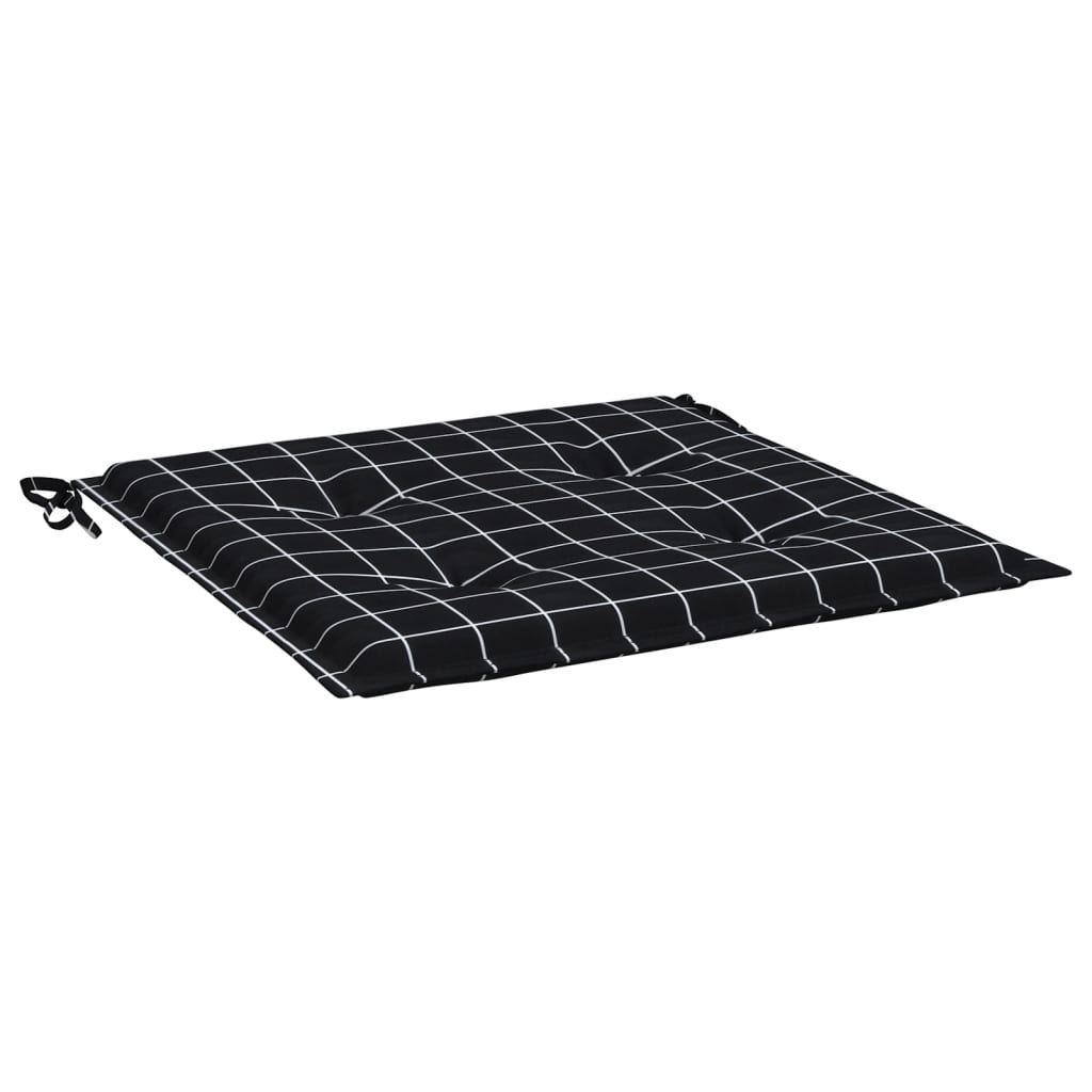 Jastuci za vrtne stolice 6 kom crni karirani 50x50x4 cm tkanina