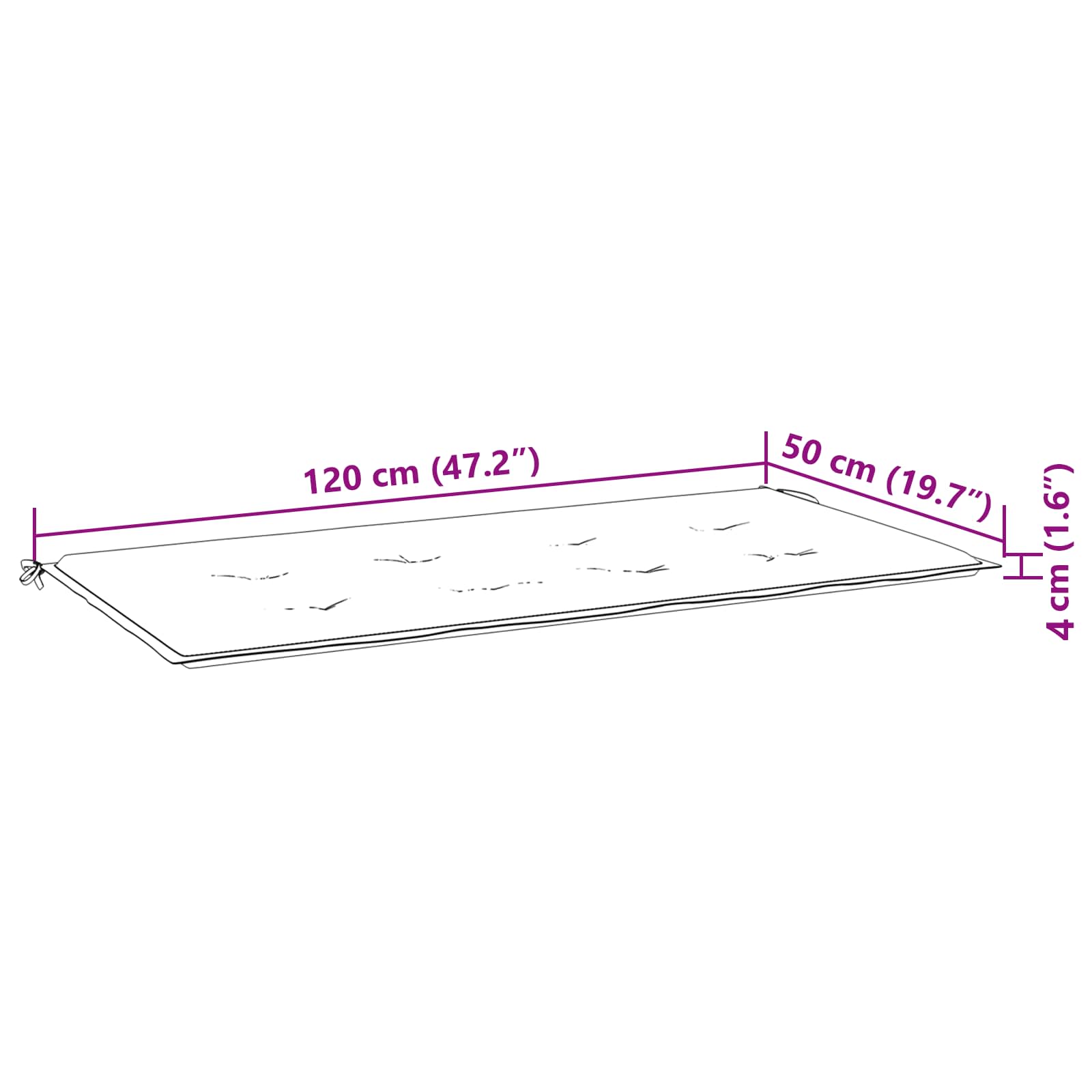 Jastučić za klupu Tirkizna 120 x 50 x 3 cm Oxford tkanina