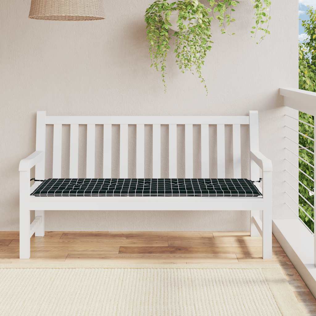 Jastuk za vrtnu klupu crni karirani 150x50x4 cm tkanina Oxford