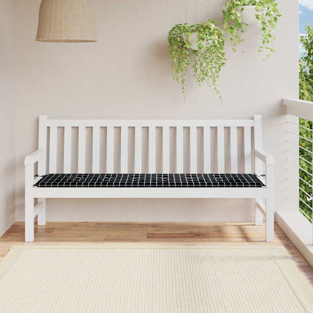 Jastučić za klupu Crna Karirana 150 x 50 x 3 cm Oxford tkanina