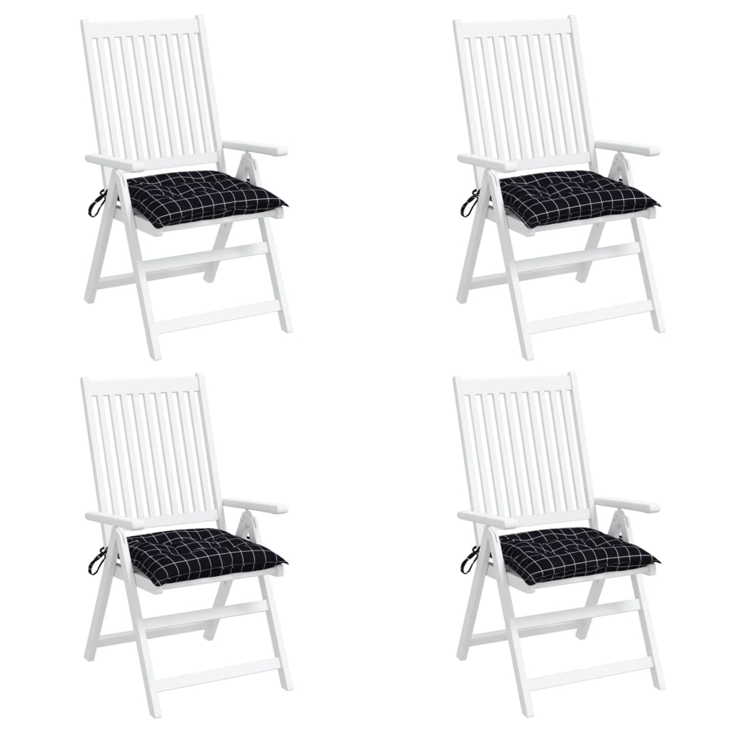 Jastuci za stolice 4 kom crni karirani 50x50x7 cm od tkanine