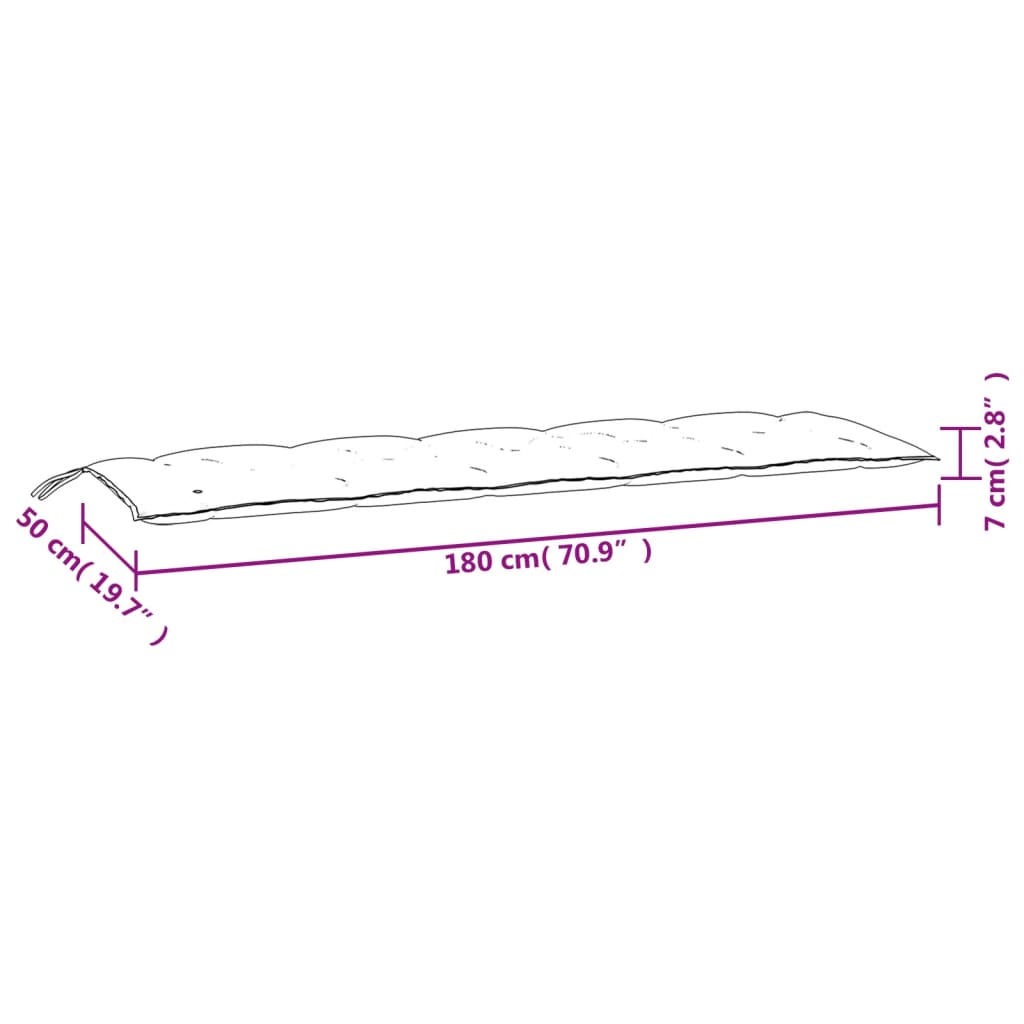 Jastuk za vrtnu klupu sivi 180 x 50 x 7 cm od tkanine Oxford