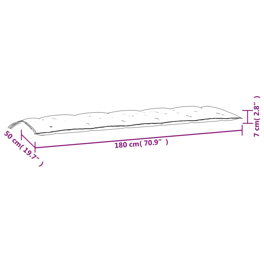 Jastuk za vrtnu klupu zeleni 180 x 50 x 7 cm od tkanine Oxford