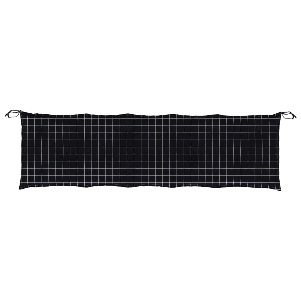 Jastuk za vrtnu klupu crni karirani 180x50x7 cm tkanina Oxford