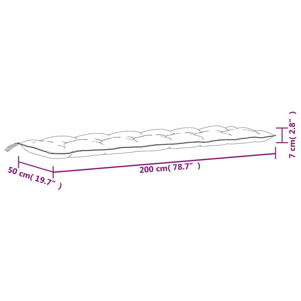 Jastuk za vrtnu klupu krem 200 x 50 x 7 cm od tkanine Oxford