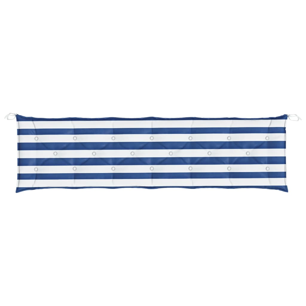 Jastuk za vrtnu klupu plavo-bijeli prugasti 200x50x7 cm tkanina