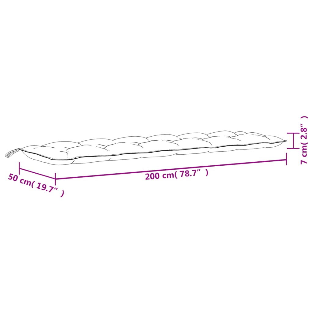 Jastuk za vrtnu klupu višebojni 200 x 50 x 7 cm od tkanine
