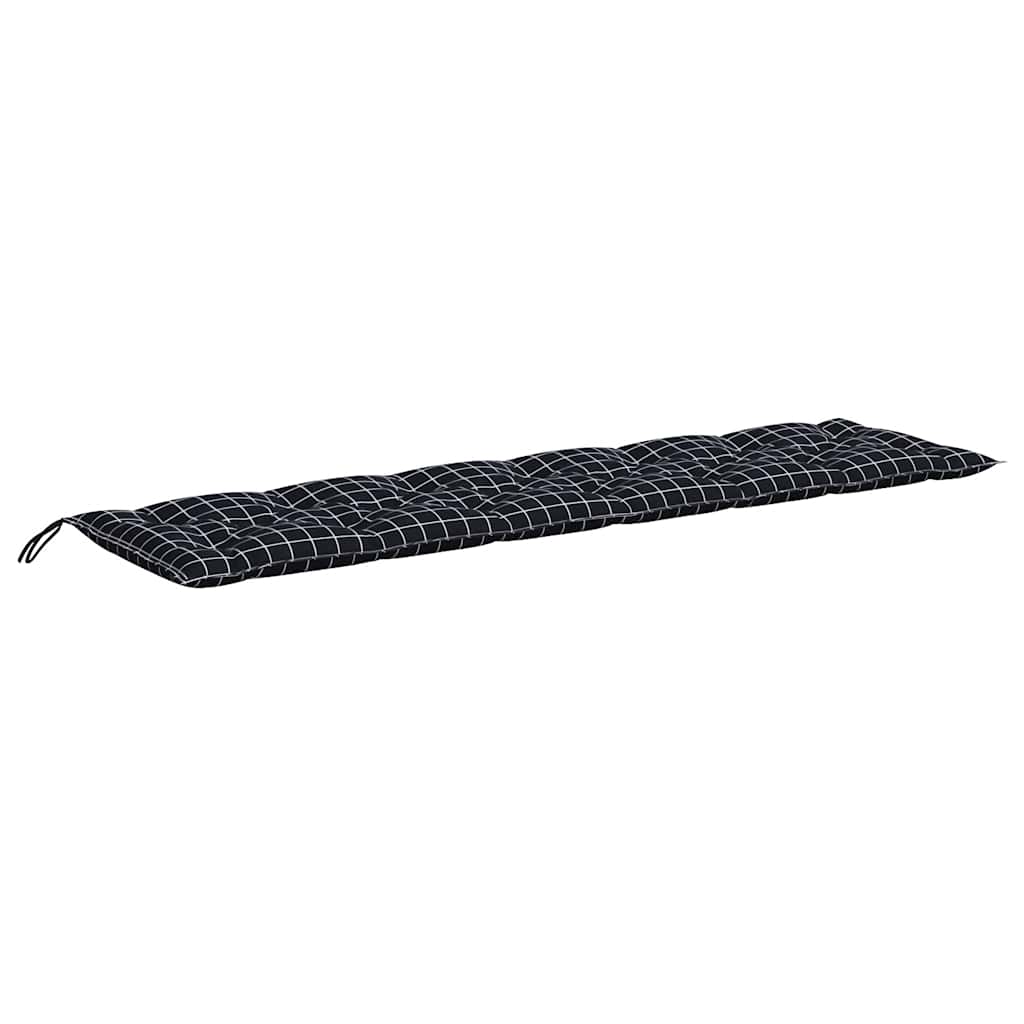 Jastuci za vrtnu klupu crni karirani 2 kom 150x50x7 cm tkanina