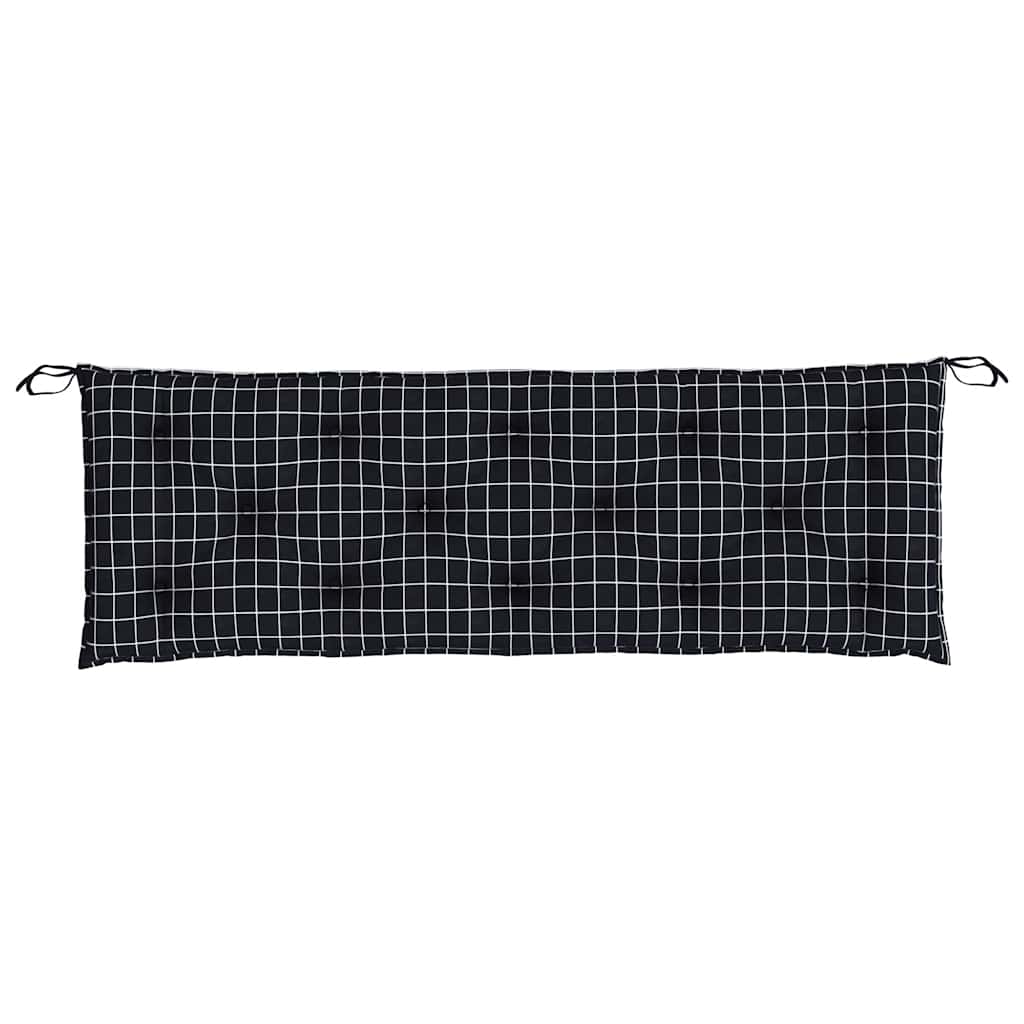 Jastuci za vrtnu klupu crni karirani 2 kom 150x50x7 cm tkanina