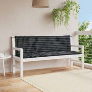 Jastuci za vrtnu klupu crni karirani 2 kom 150x50x7 cm tkanina