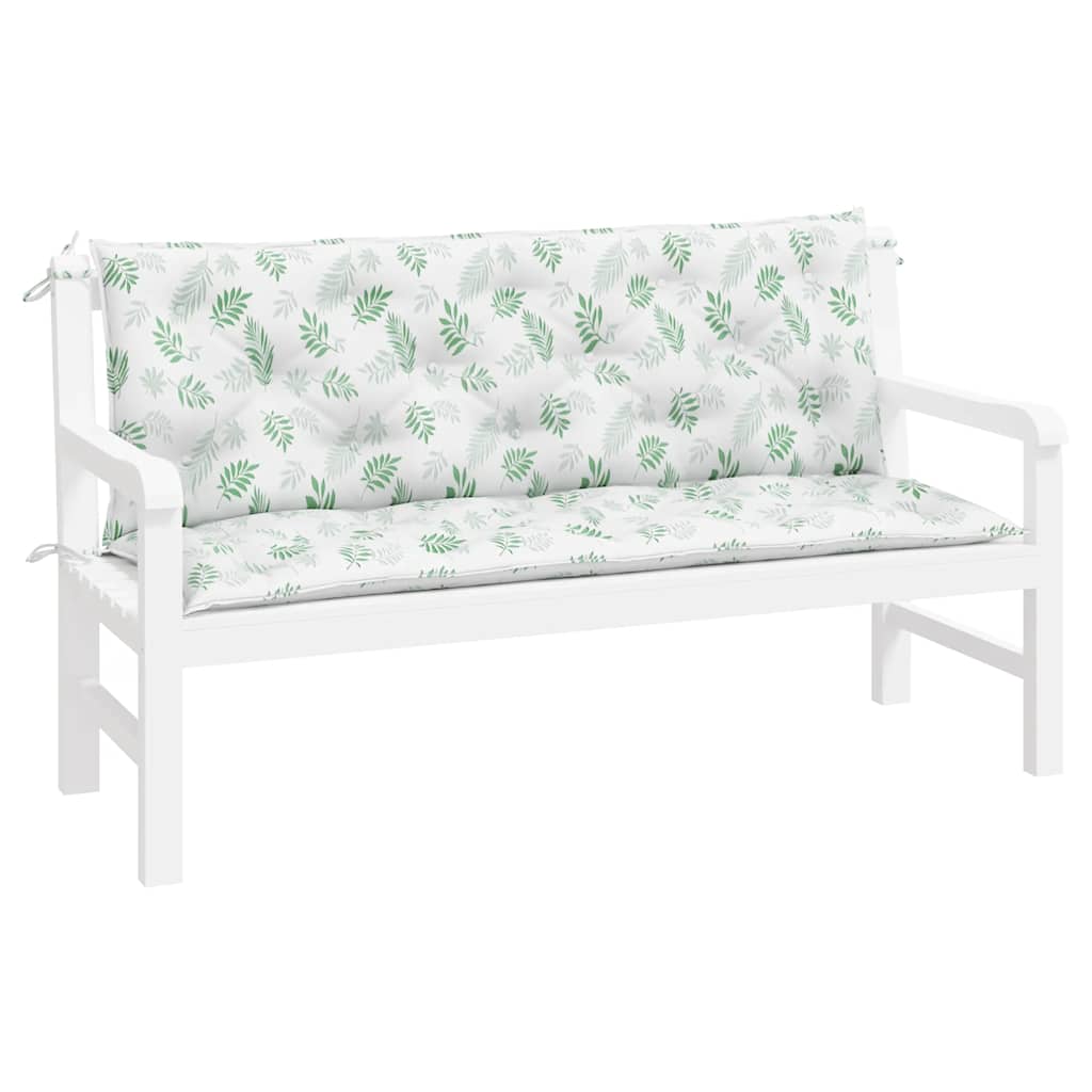 Jastuci za vrtnu klupu 2 kom s uzorkom lišća 150x50x7cm tkanina