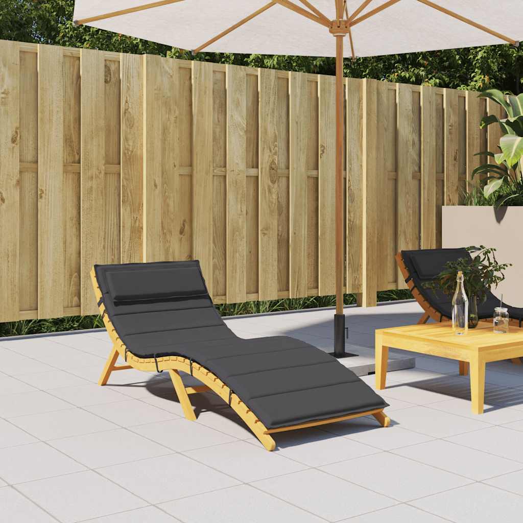 Jastuk za ležaljku crni 180x60x4 cm od tkanine Oxford