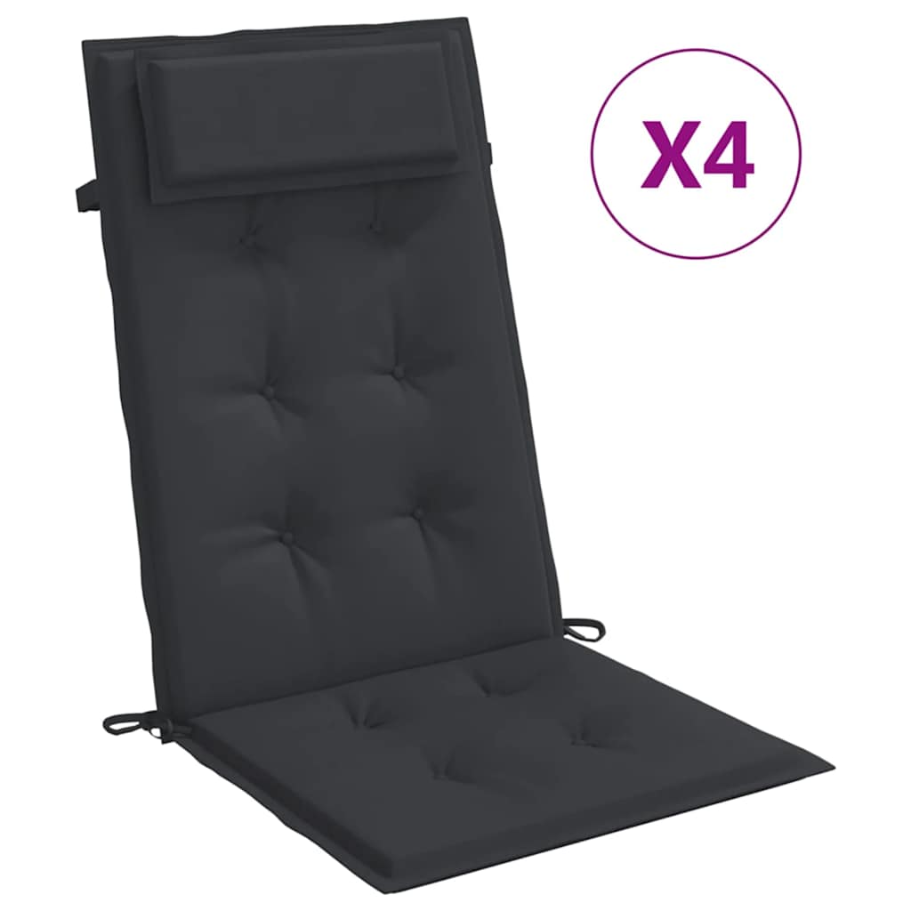 Jastuci za stolicu s visokim naslonom 4 kom crni tkanina Oxford