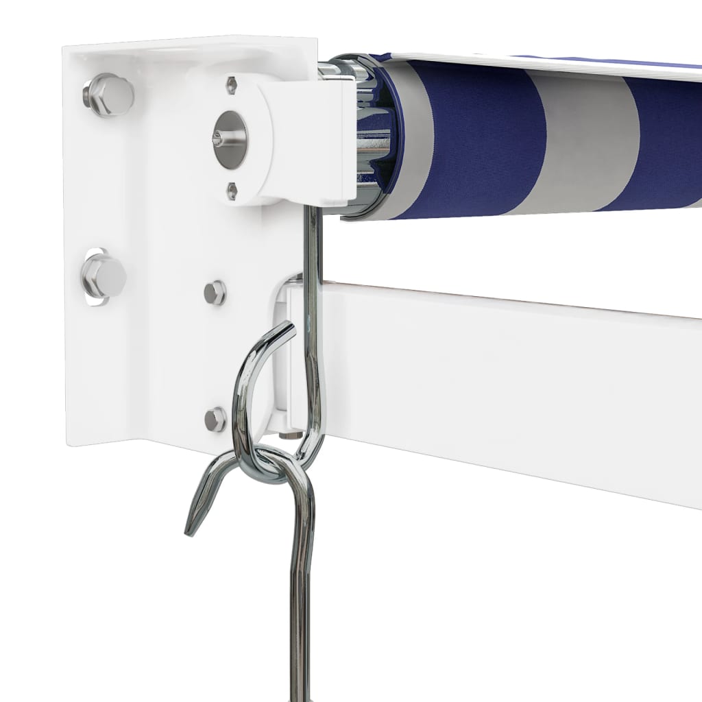 Tenda na uvlačenje plavo-bijela 4 x 3 m od tkanine i aluminija